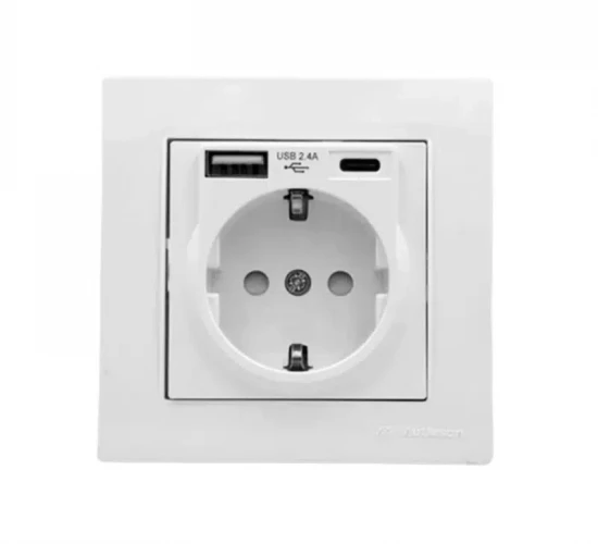 Контакт Usb A + C 16А с бързо зареждане Бял Rita Mutlusan.png